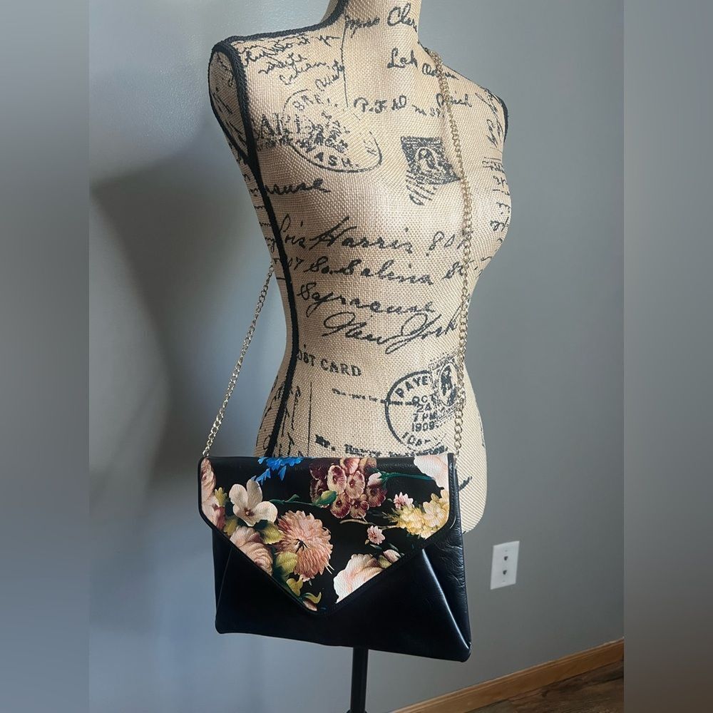 Halogen leather floral cross body clutch purse‎ bag night out modern